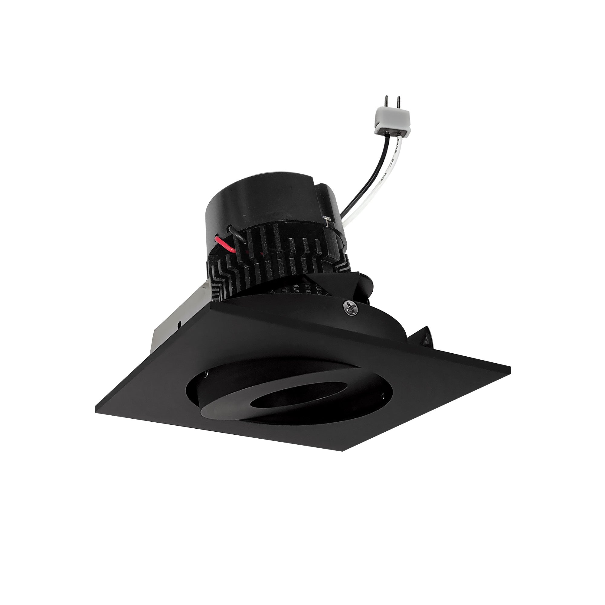 Nora Lighting NPRLV - 4SG35XBB 4" Pearl Low Voltage LED Square Adjustable Gimbal Retrofit, 1050lm / 11W, 3500K, Black Finish - Sonic Electric