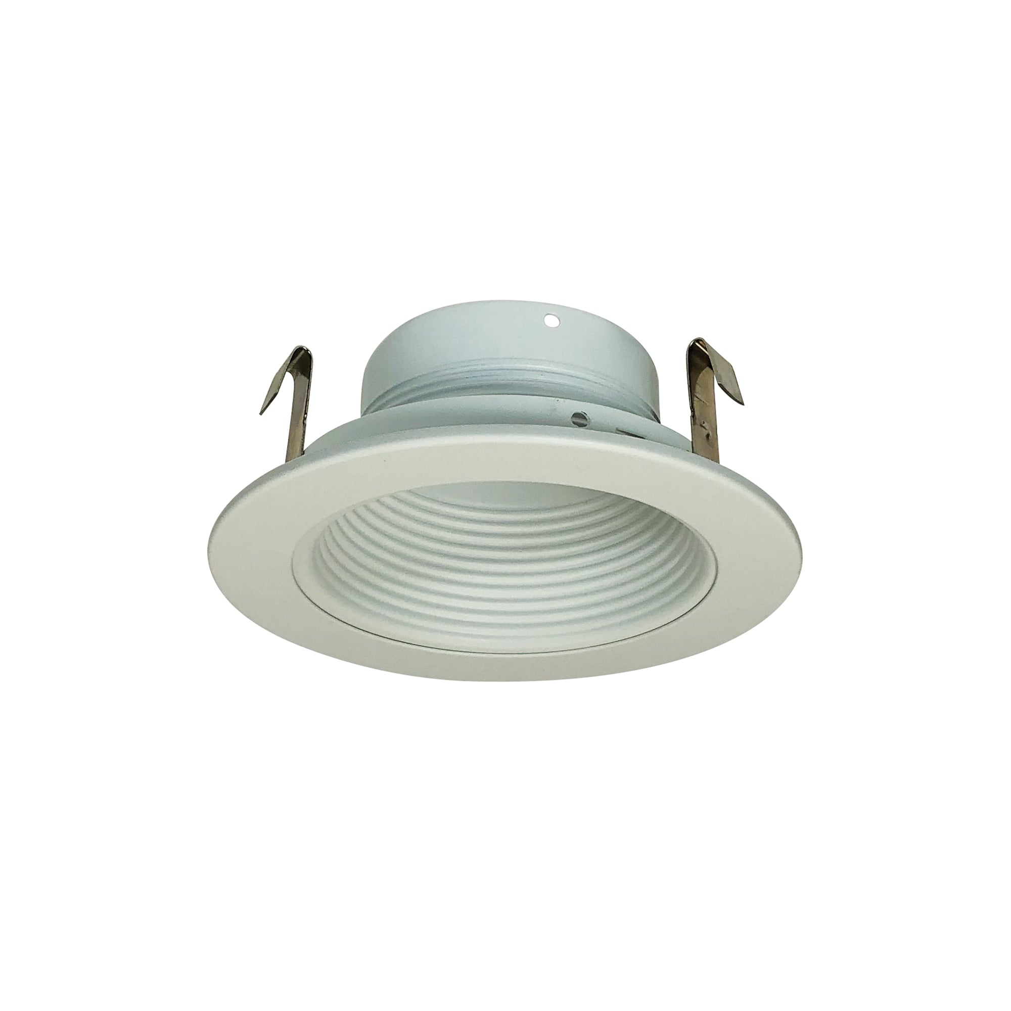 Nora Lighting NS - 40 4" White Stepped Metal Baffle Trim w/ White Metal Ring - Sonic Electric