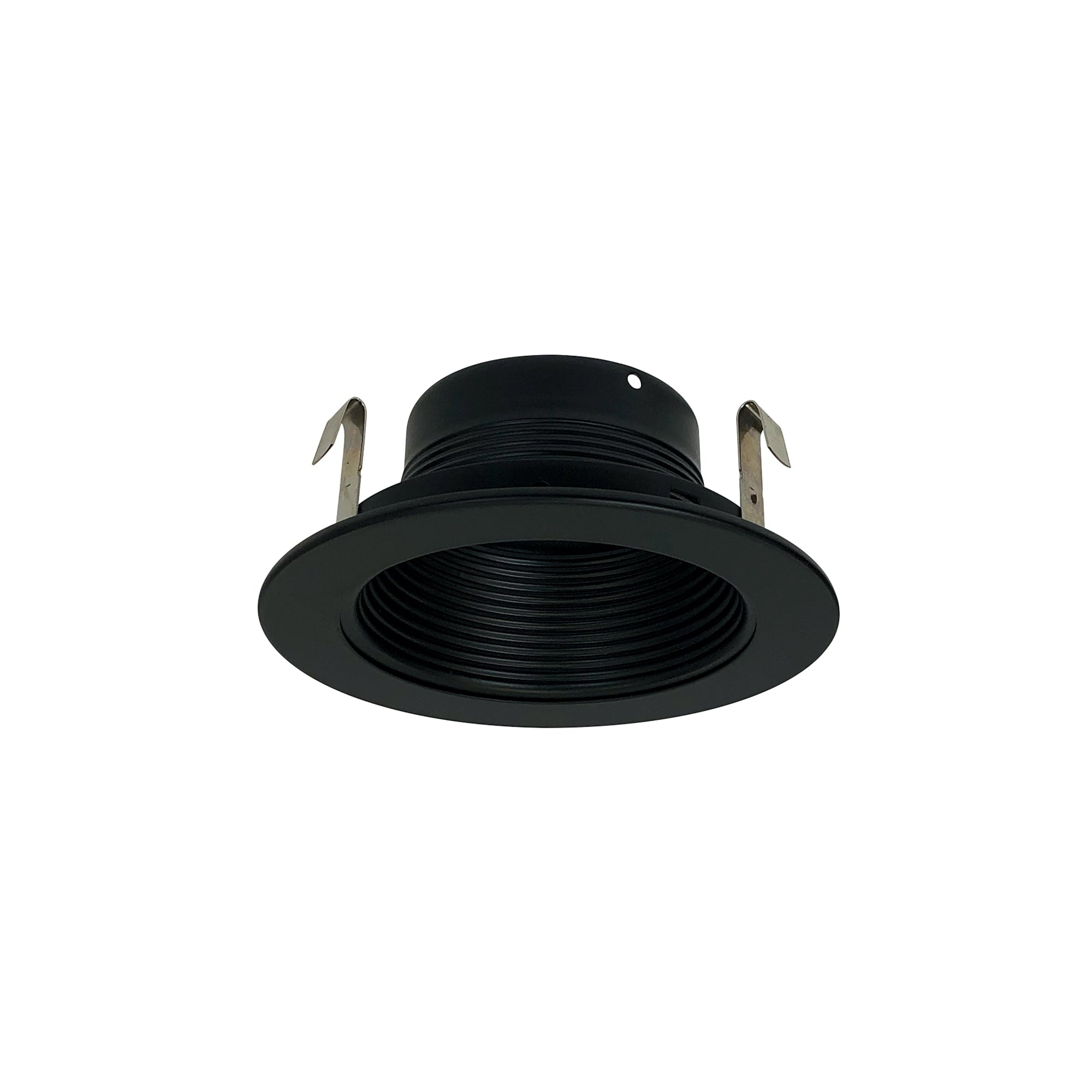 Nora Lighting NS - 41B 4" Black Stepped Metal Baffle Trim w/ Black Metal Ring - Sonic Electric