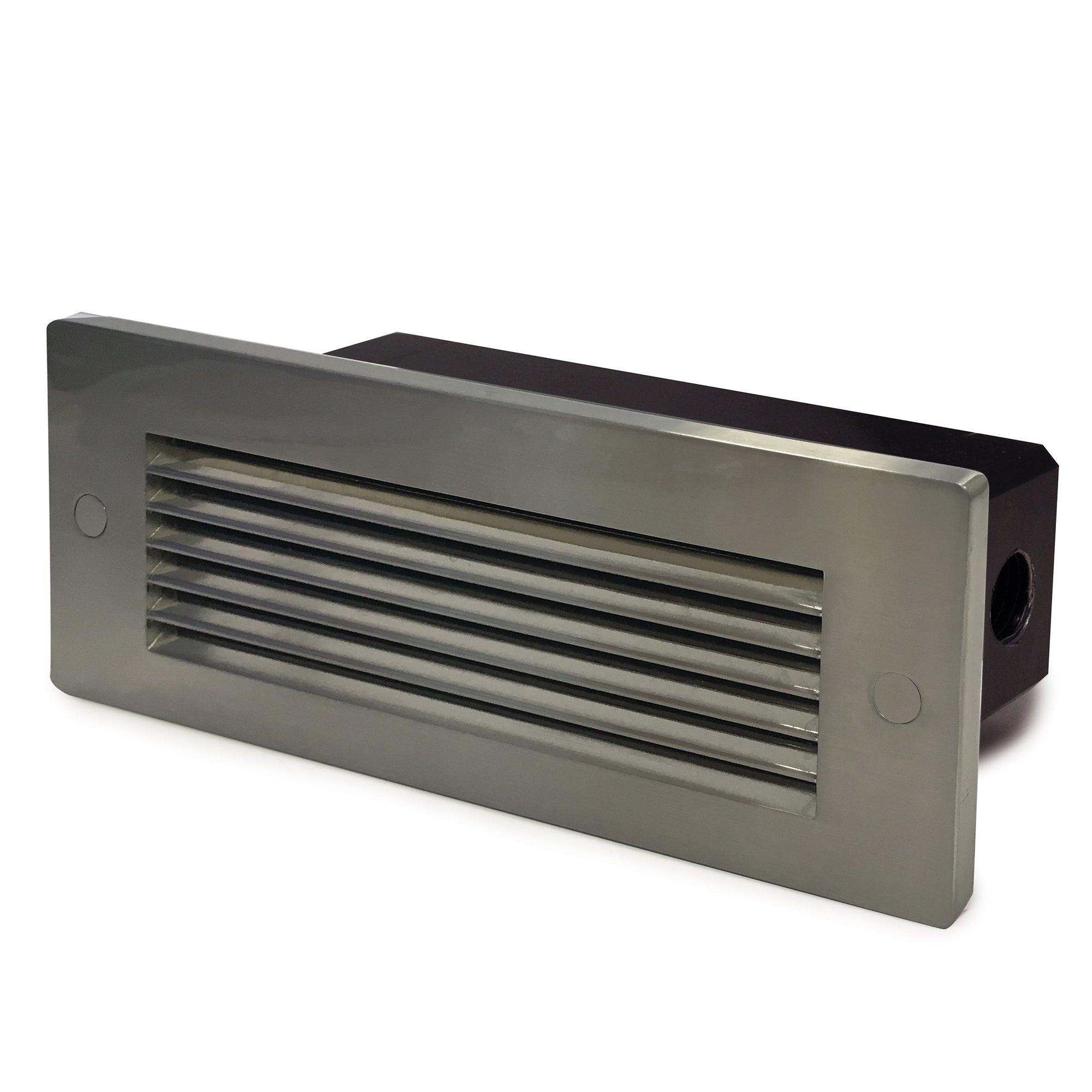 Nora Lighting NSW - 841/32BN Brick Die - Cast LED Step Light w/ Horizontal Louver Face Plate, 118lm / 4.6W, 3000K, Brushed Nickel Finish - Sonic Electric