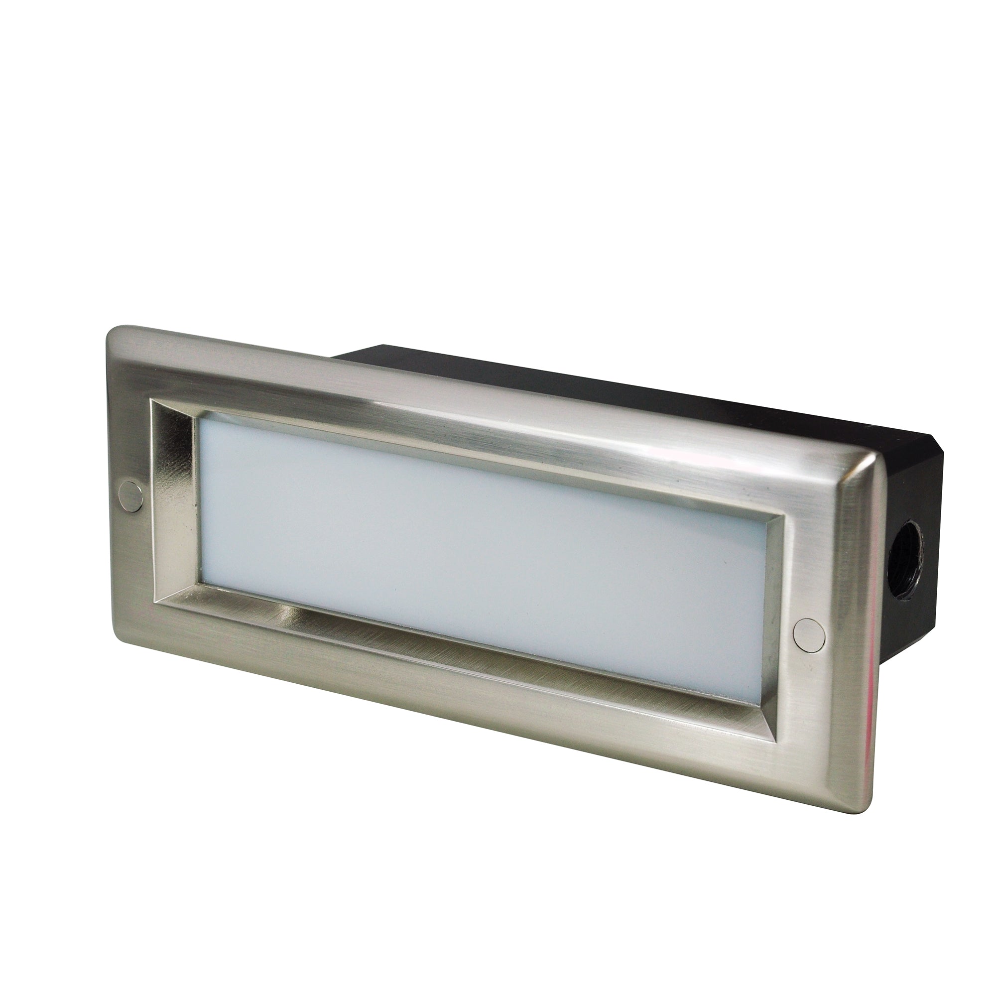 Nora Lighting NSW - 842/32BN Brick Die - Cast LED Step Light w/ Frosted Lens Face Plate, 146lm / 4.6W, 3000K, Brushed Nickel Finish - Sonic Electric
