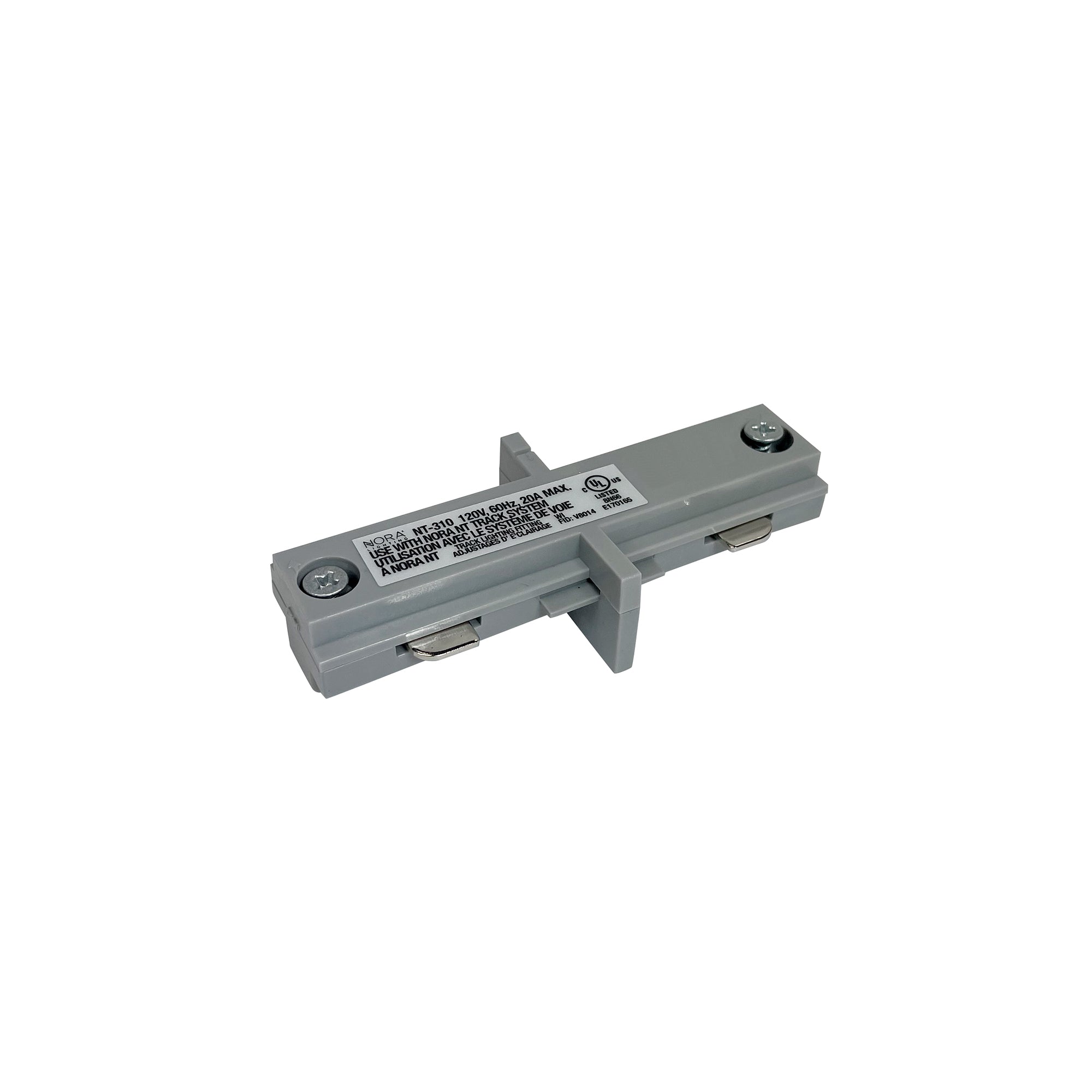 Nora Lighting NT - 310S Straight Connector for One - Circuit Track, Silver Finish - Sonic Electric