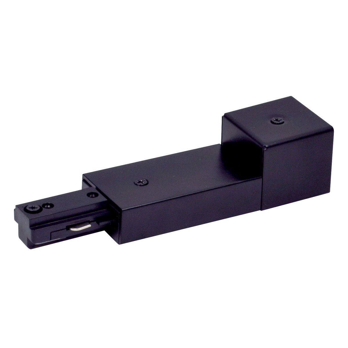 Nora Lighting NT - 328B Live End Conduit Feed for One - Circuit Track (Right Polarity), Black Finish - Sonic Electric