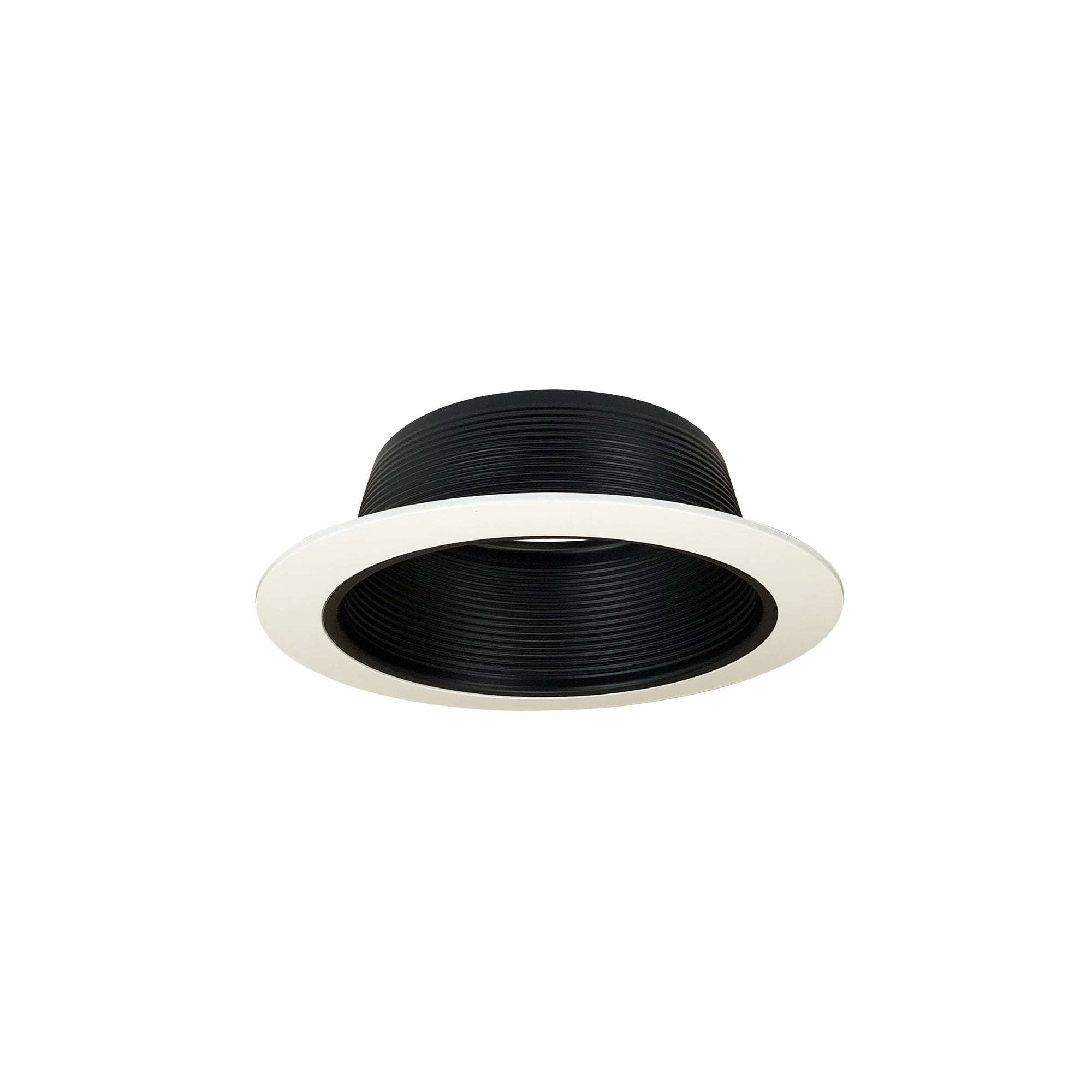 Nora Lighting NTM - 40OV 6" Stepped Baffle w/ Oversized Plastic Ring, Black/White - Sonic Electric