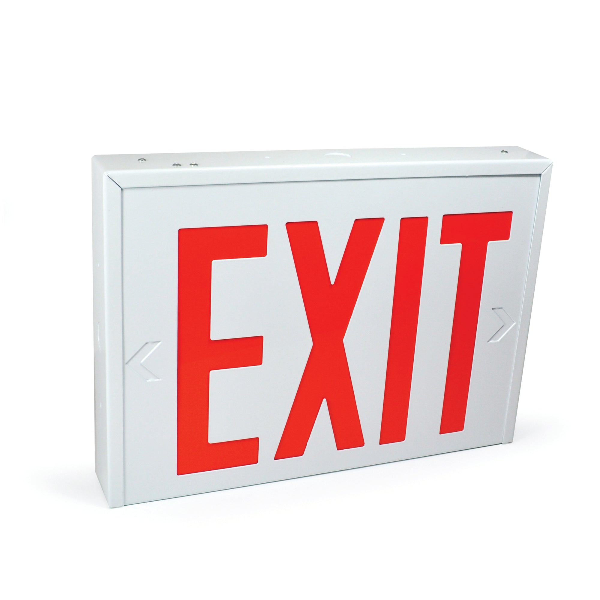 Nora Lighting NX - 550 - LEDU/R Steel Body NYC Approved Exit Signs, 8" Red Letters / White Housing, Battery Backup, 1F/2F - Sonic Electric
