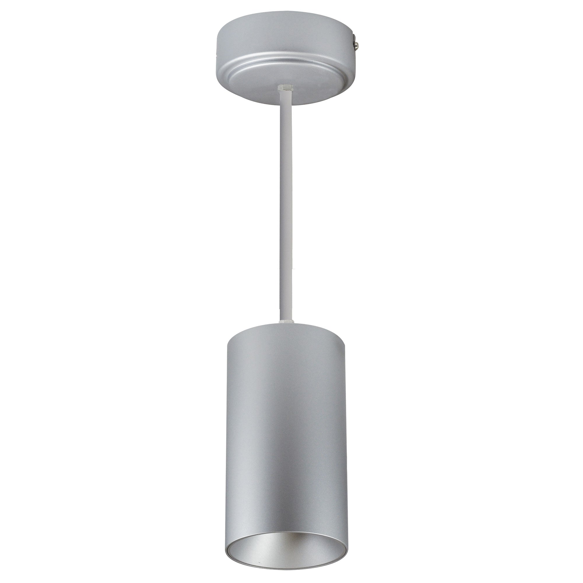 Nora Lighting NYLM - 3ST27XSSLE4/72 3" iLENE 72" Stem Mount Mini Cylinder, 1500lm, 30W, 2700K, Silver, 120V Triac/ELV/0 - 10V & 277V 0 - 10V Dimming - Sonic Electric