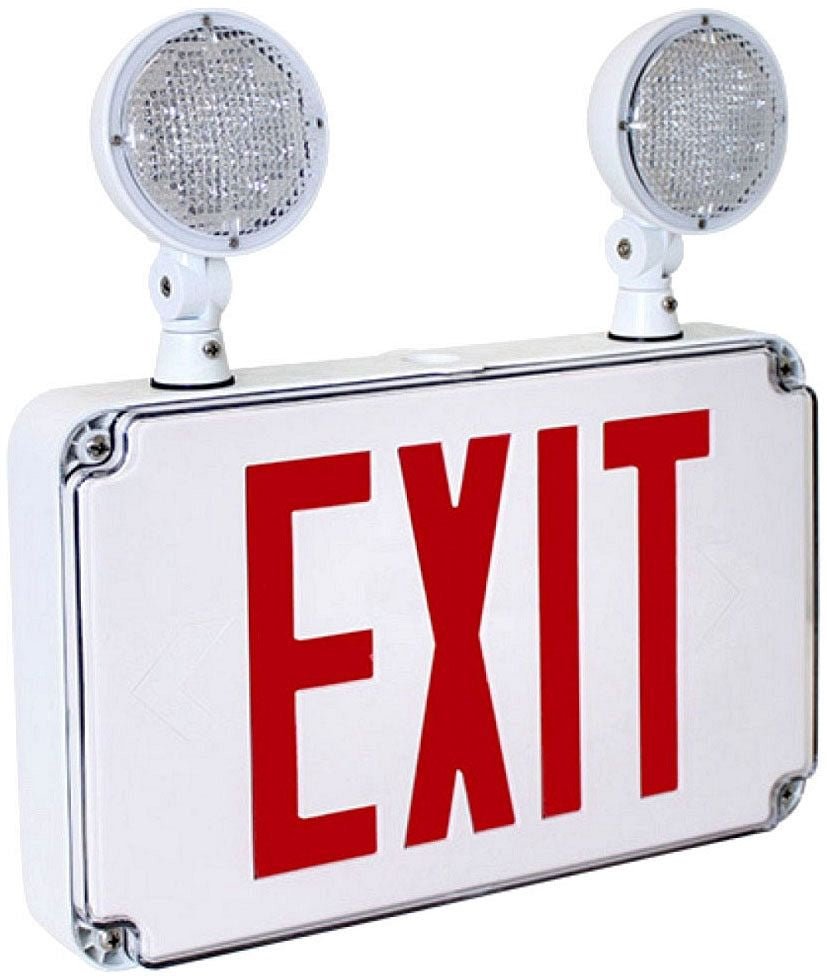 Orbit EESL2L - R - 2 - RC Micro Led Wet Loc. Em. & Exit Combo, Wh Hsg, 2f, Rd Ltrs, Rc - Sonic Electric