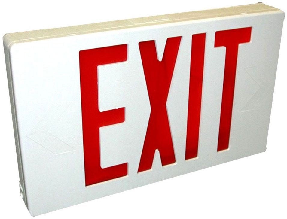 Orbit ESL - W - R - 2C - 120 Led Exit Sign, Dual - circ, White Hsg, Red Letters, 120v - Sonic Electric