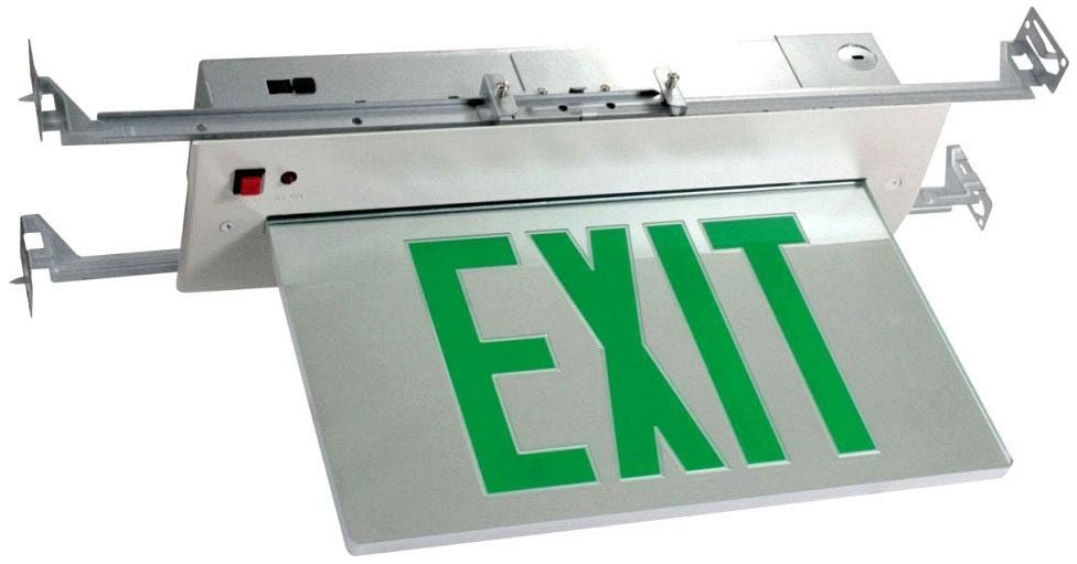 Orbit ESRE - A - 1 - G - 2C - 277 Led Rec Edge - lit Exit Sign, Al Cas,1f,gn Ltrs, 2c, 277v - Sonic Electric