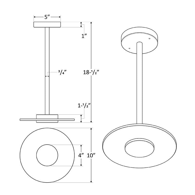 Westgate 18W, 4000K, LDAP-14-MCT5, Modern LED 3CCT Flush Mount Drum - Black