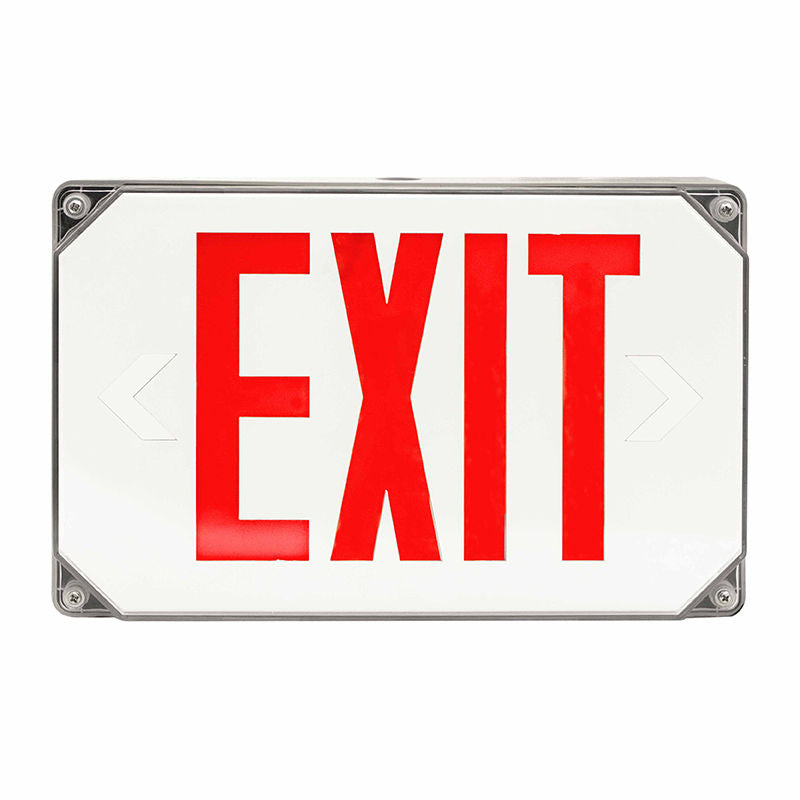 Westgate XT-WP-RG-EM LED Exit Sign Light, Universal Single/Double Face, Red Letters, Gray Housing