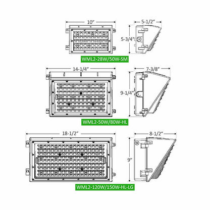 Westgate WML2-SERIES 150W 5000K LED Non-Cutoff 2nd Generation Wall Pack - Dark Bronze
