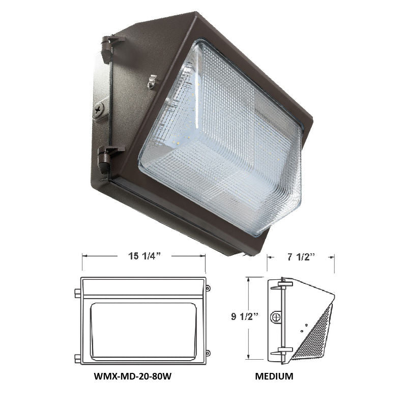 Westgate WMX-MD-20-80W-30K LED Multi-Power Non-Cutoff Wall Packs, 20W/40W/60W/80W, 30K/40K/50K - Bronze