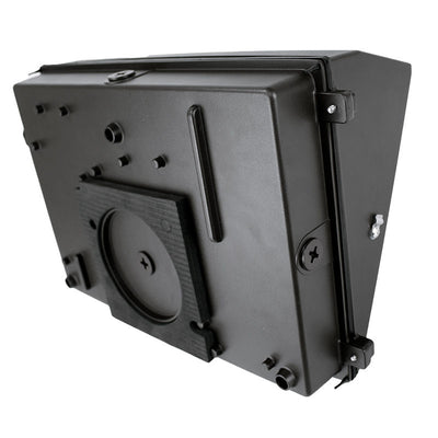 Westgate WMXE-EM-SERIES 25-65W Adjustable Traditional Glass Lens Wall Pack with Emergency Backup - Black