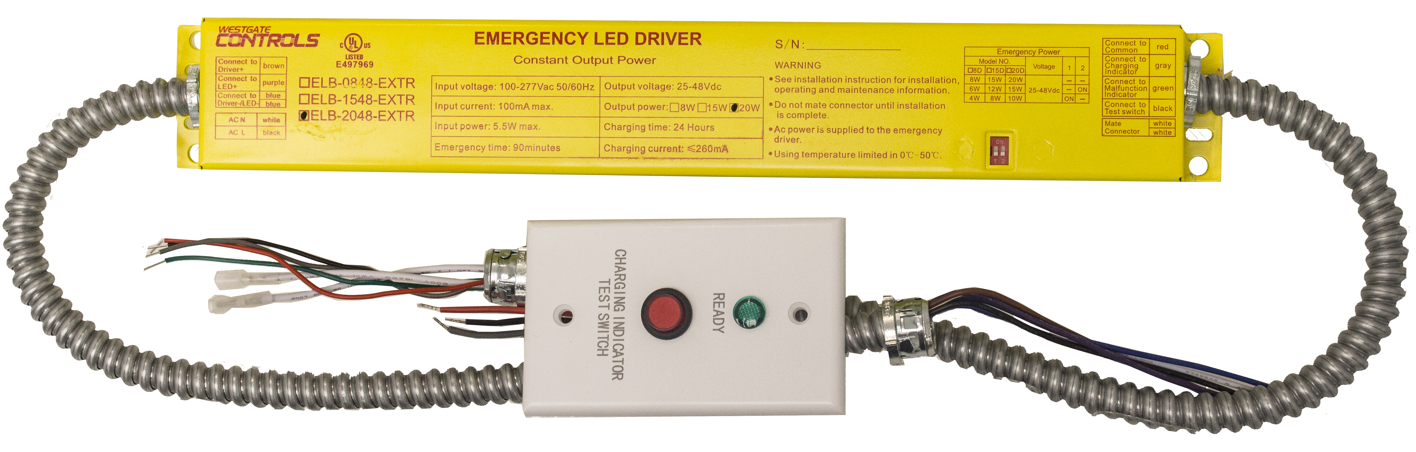 Westgate ELB-2048-EXTR Field-instal LED Emergency Ballast Industrial Lighting - Yellow