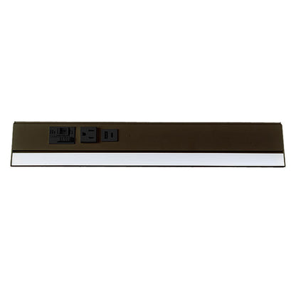 Westgate PSAL-18-2R-MCT5-BR 18in Angled 2-rec Power Strip and Uc Light 20a 600lm Cr90 5cct - Bronze