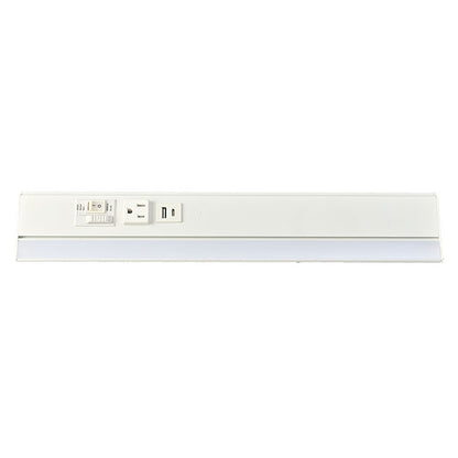 Westgate PSAL-13-1R-MCT5-WH 13in Angled 1-rec Power Strip and Uc Light 20a 420lm Cr90 5cct - White