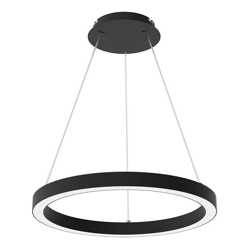 Westgate High-Output Round Linear Chandelier Up/Down Light with Separate Controls, 60W, 5000K, Led Commercial Lighting - Black