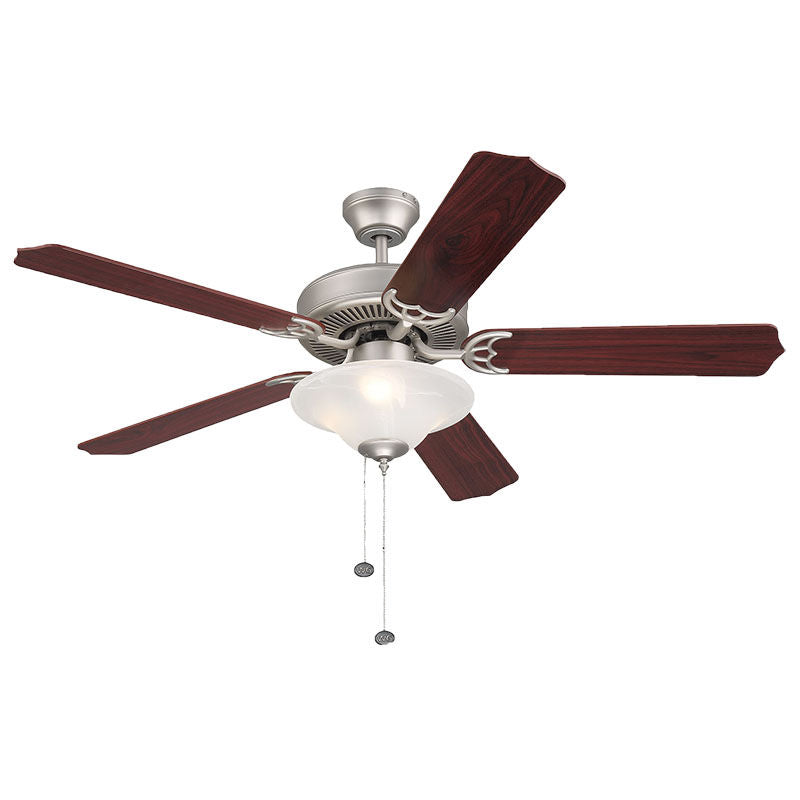 Westgate WFL-105-PC-5B-52-SN-RWSO 52" Plywood 5-Blade Ceiling Fan & Light - Satin Nickel and Reversible Rosewood /Silver Oak