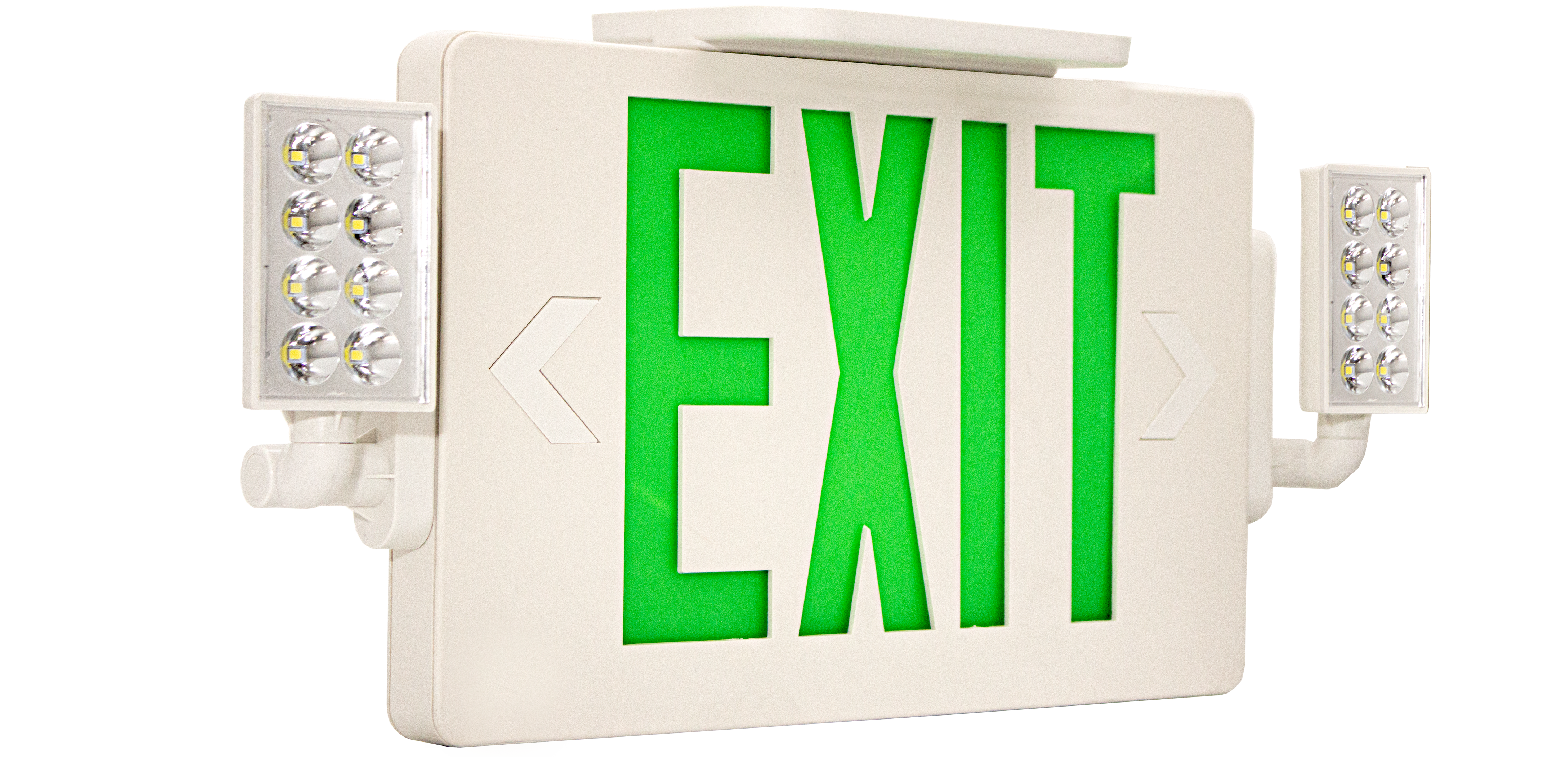 Super Slim White LED Exit Sign With Adjustable LED Heads, 120-277V