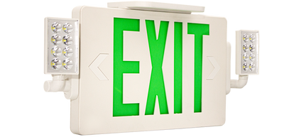 Super Slim White LED Exit Sign With Adjustable LED Heads, 120-277V