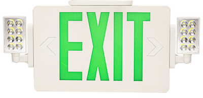 Super Slim White LED Exit Sign With Adjustable LED Heads, 120-277V