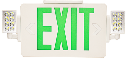 Super Slim White LED Exit Sign With Adjustable LED Heads, 120-277V