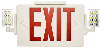 Super Slim White LED Exit Sign With Adjustable LED Heads, 120-277V