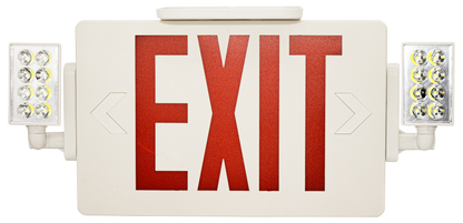 Super Slim White LED Exit Sign With Adjustable LED Heads, 120-277V