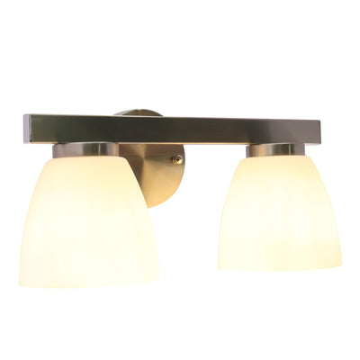 Westgate VLA-E26-2L-BN 2-Lamp E26 Lamp-Ready Vanity Light with Decorative Glass Shades, 60W, 120VAC/60Hz - Brushed Nickel Finish
