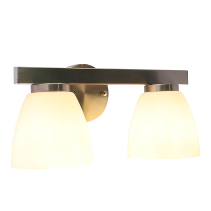 Westgate VLA-E26-2L-BN 2-Lamp E26 Lamp-Ready Vanity Light with Decorative Glass Shades, 60W, 120VAC/60Hz - Brushed Nickel Finish
