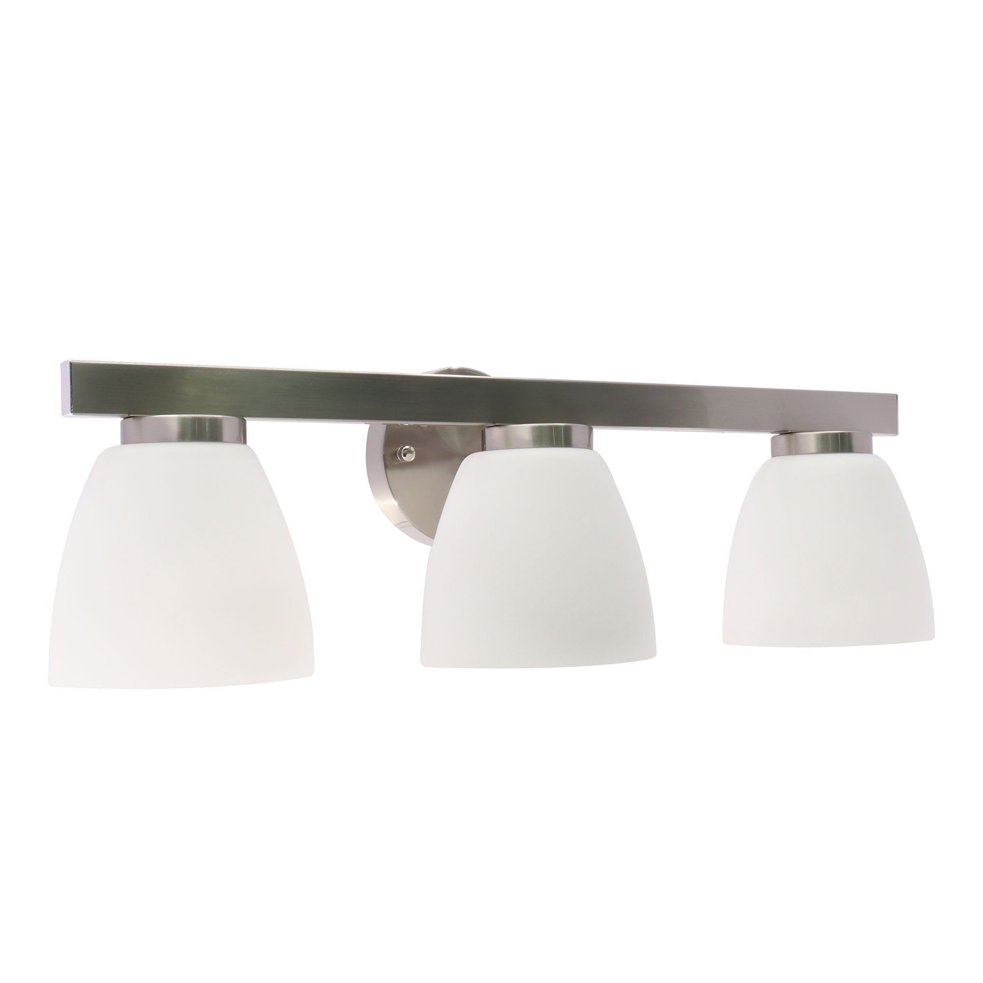 Westgate VLA-E26-3L-BN 3-Lamp E26 Lamp-Ready Vanity Light with Decorative Glass Shades, 60W, 120VAC/60Hz - Brushed Nickel Finish