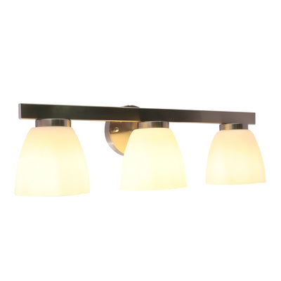 Westgate VLA-E26-3L-BN 3-Lamp E26 Lamp-Ready Vanity Light with Decorative Glass Shades, 60W, 120VAC/60Hz - Brushed Nickel Finish