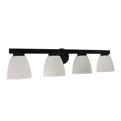 Westgate VLA-E26-4L-BK 4-Lamp E26 Lamp-Ready Vanity Light with Decorative Glass Shades, 60W, 120VAC/60Hz - Black Finish