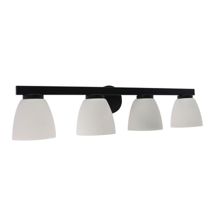 Westgate VLA-E26-4L-BK 4-Lamp E26 Lamp-Ready Vanity Light with Decorative Glass Shades, 60W, 120VAC/60Hz - Black Finish