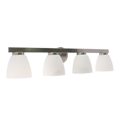 Westgate VLA-E26-4L-BN 4-Lamp E26 Lamp-Ready Vanity Light with Decorative Glass Shades, 60W, 120VAC/60Hz -Brushed Nickel Finish