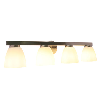 Westgate VLA-E26-4L-BN 4-Lamp E26 Lamp-Ready Vanity Light with Decorative Glass Shades, 60W, 120VAC/60Hz -Brushed Nickel Finish
