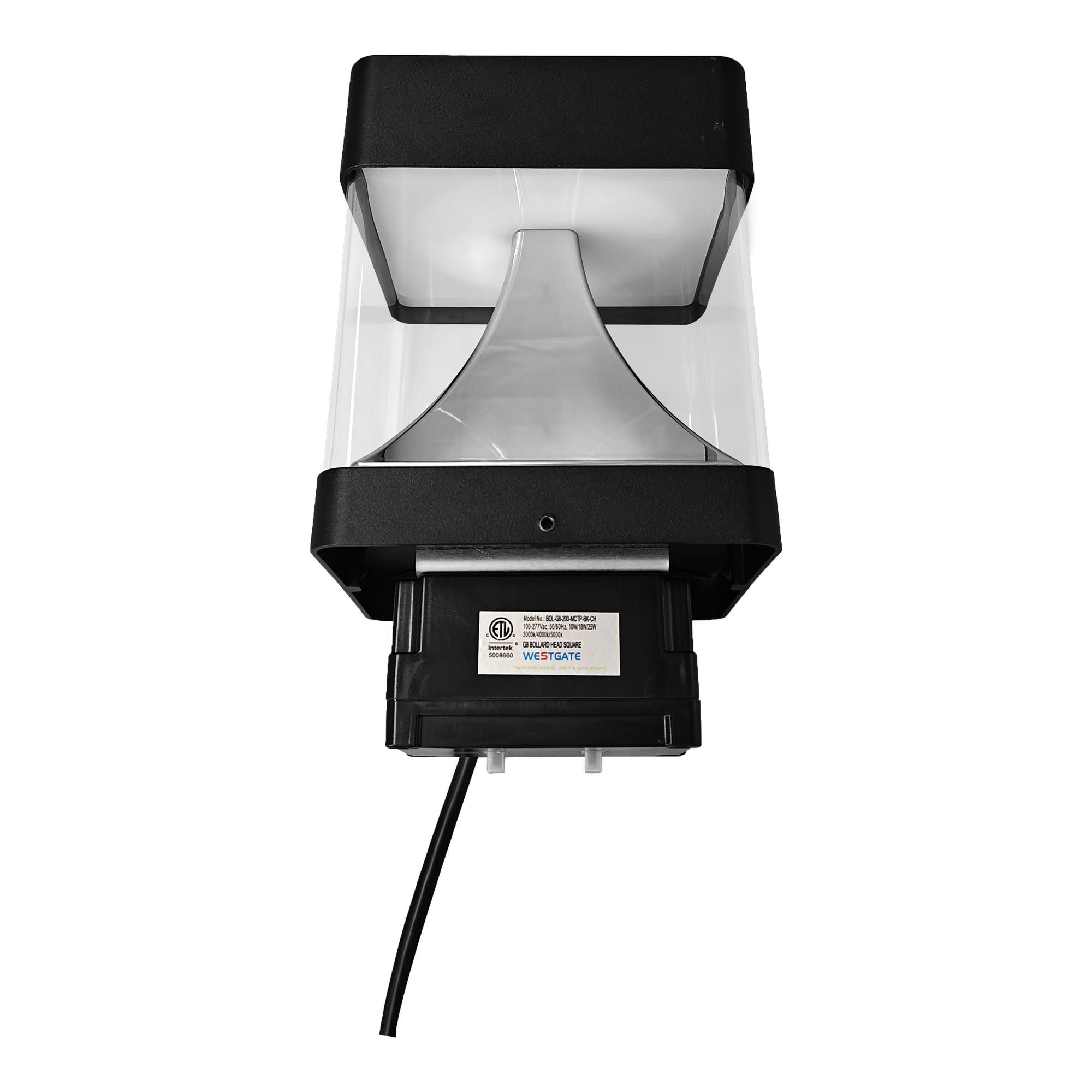 Westgate BOL-G8-200-MCTP-BK-CH G8 Bollard Head Square Chrome Reflector 10/18/25w 3CCT - Black