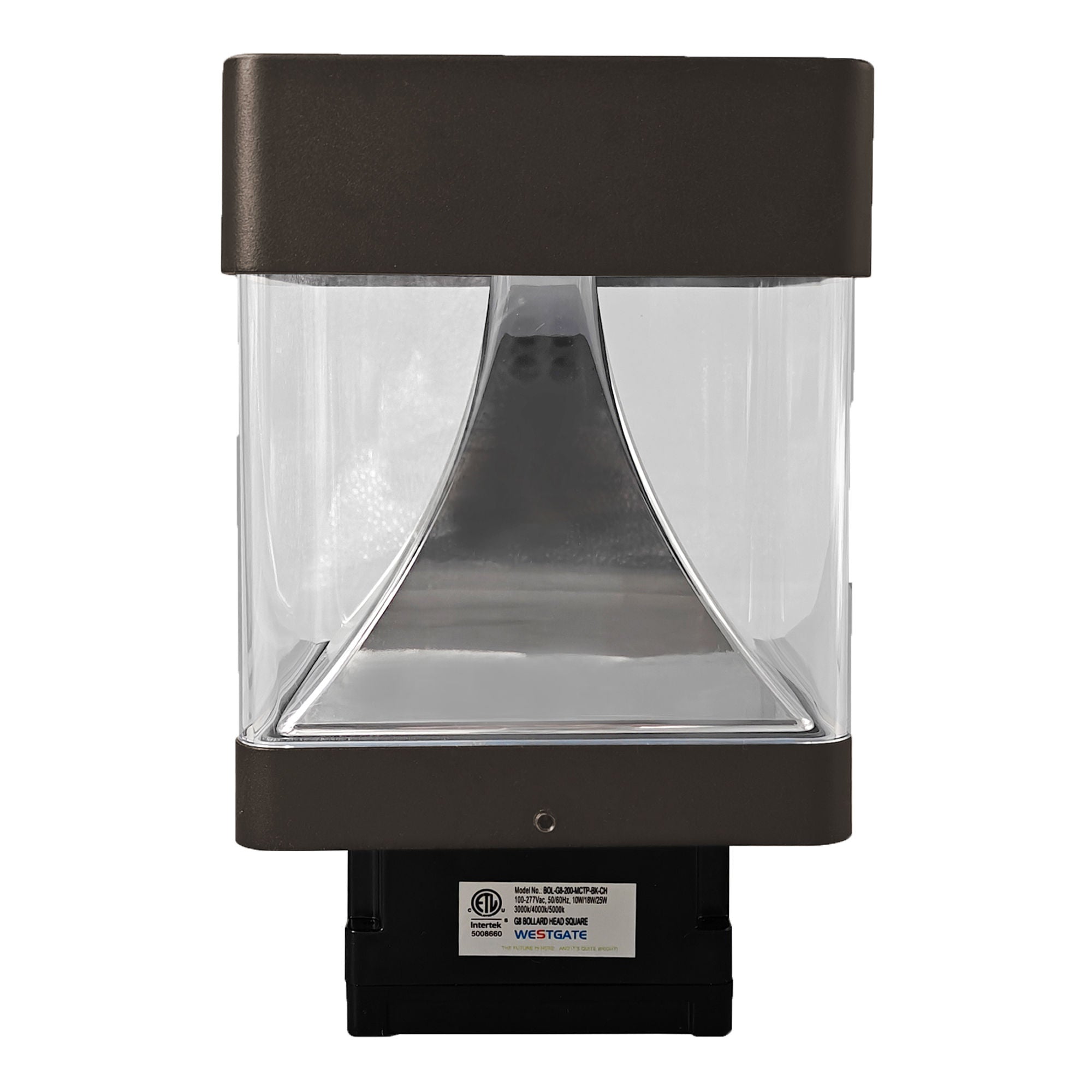 Westgate BOL-G8-200-MCTP-BR-CH G8 Bollard Head Square Chrome Reflector 10/18/25w 3CCT - Bronze