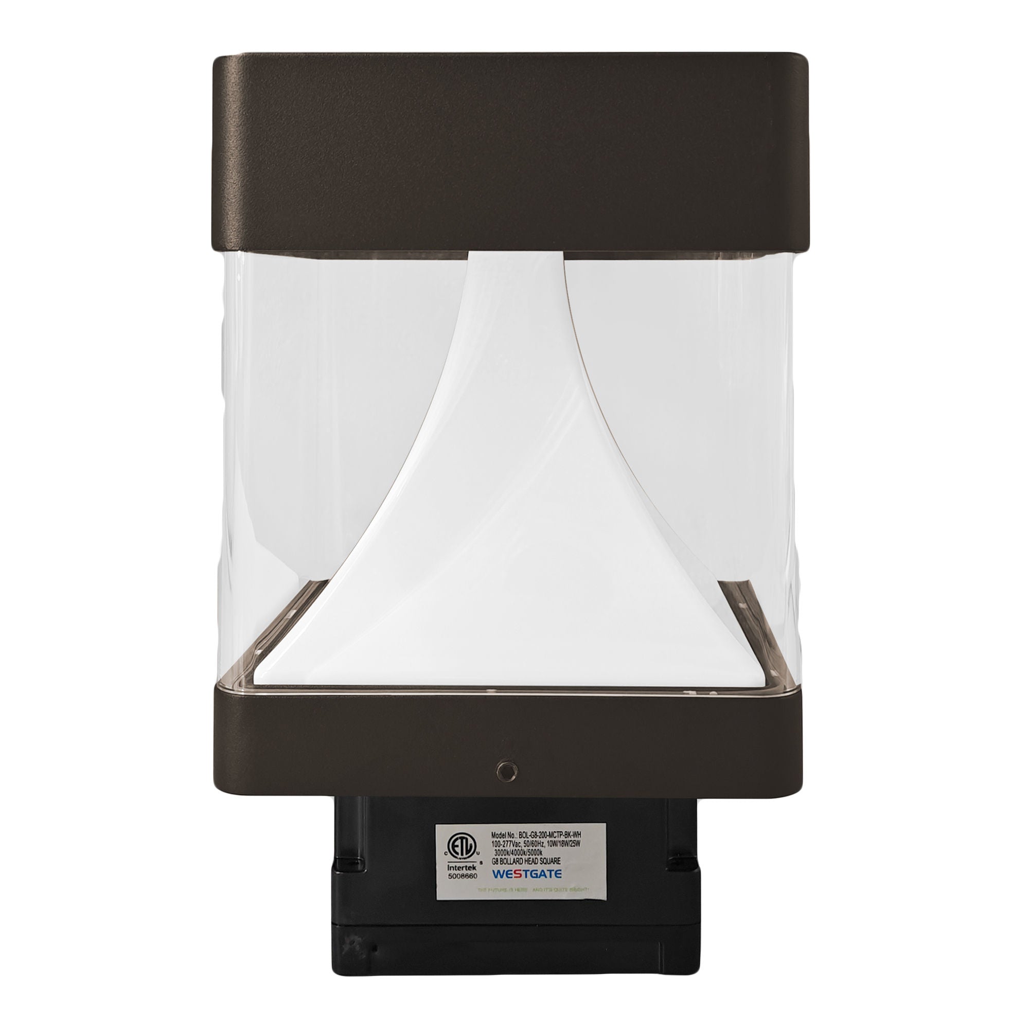 Westgate BOL-G8-200-MCTP-BR-WH G8 Bollard Head Square - White Reflector 10/18/25w 3CCT - Bronze