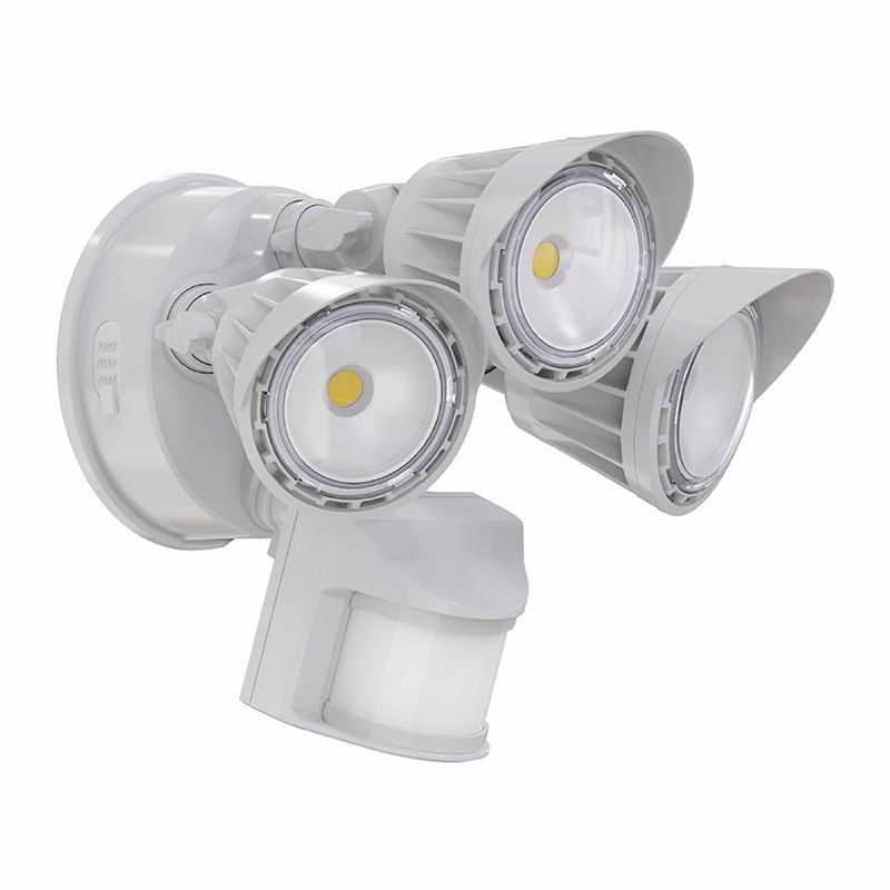 LED 3-heads Security Light With PIR Sensor - White