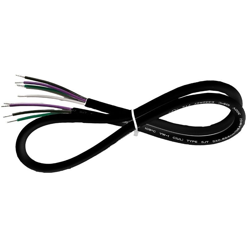  12' Cord, SJTW 18 AWG 5-Conductor - Black