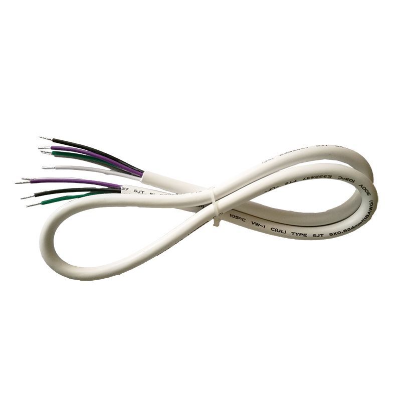  12' Cord, SJTW 18 AWG 5-Conductor - White