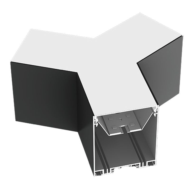 LED 2-3/4" Superior Architectural Seamless Linear X-Shaped Black Corner Fixture - Black