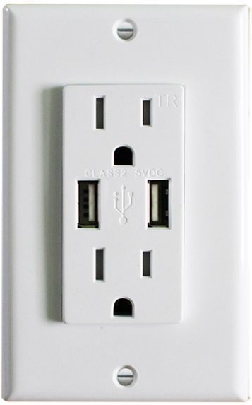 2 Vertical USB Port 5V DC - White