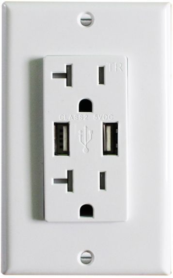 2 Vertical USB Port 5V DC - White