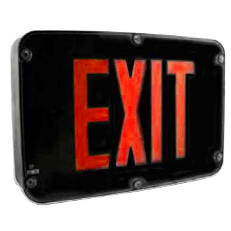 Nema 4x Rated LED Exit Sign, Single Face, Red Letters, Black Panel