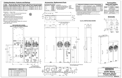 Siemens WEPK4212 400A 2-Gang Ring-Type Metering System – NEC & EUSERC Compliant