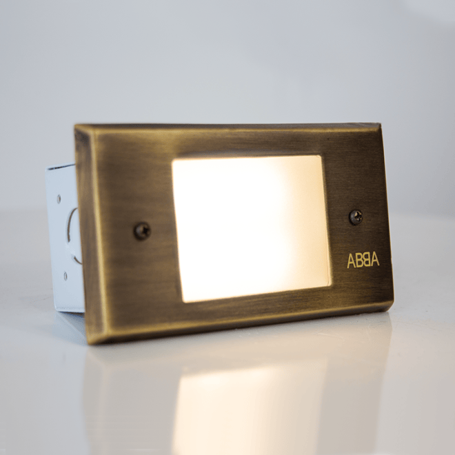 ABBA Lighting USA STB11 Integrated Brass Step Light, 1.5W LED, 3000K Warm White, 180 Lumens, 12V AC/DC, IP65 - Natural Brass Finish