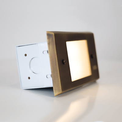 ABBA Lighting USA STB11 Integrated Brass Step Light, 1.5W LED, 3000K Warm White, 180 Lumens, 12V AC/DC, IP65 - Natural Brass Finish